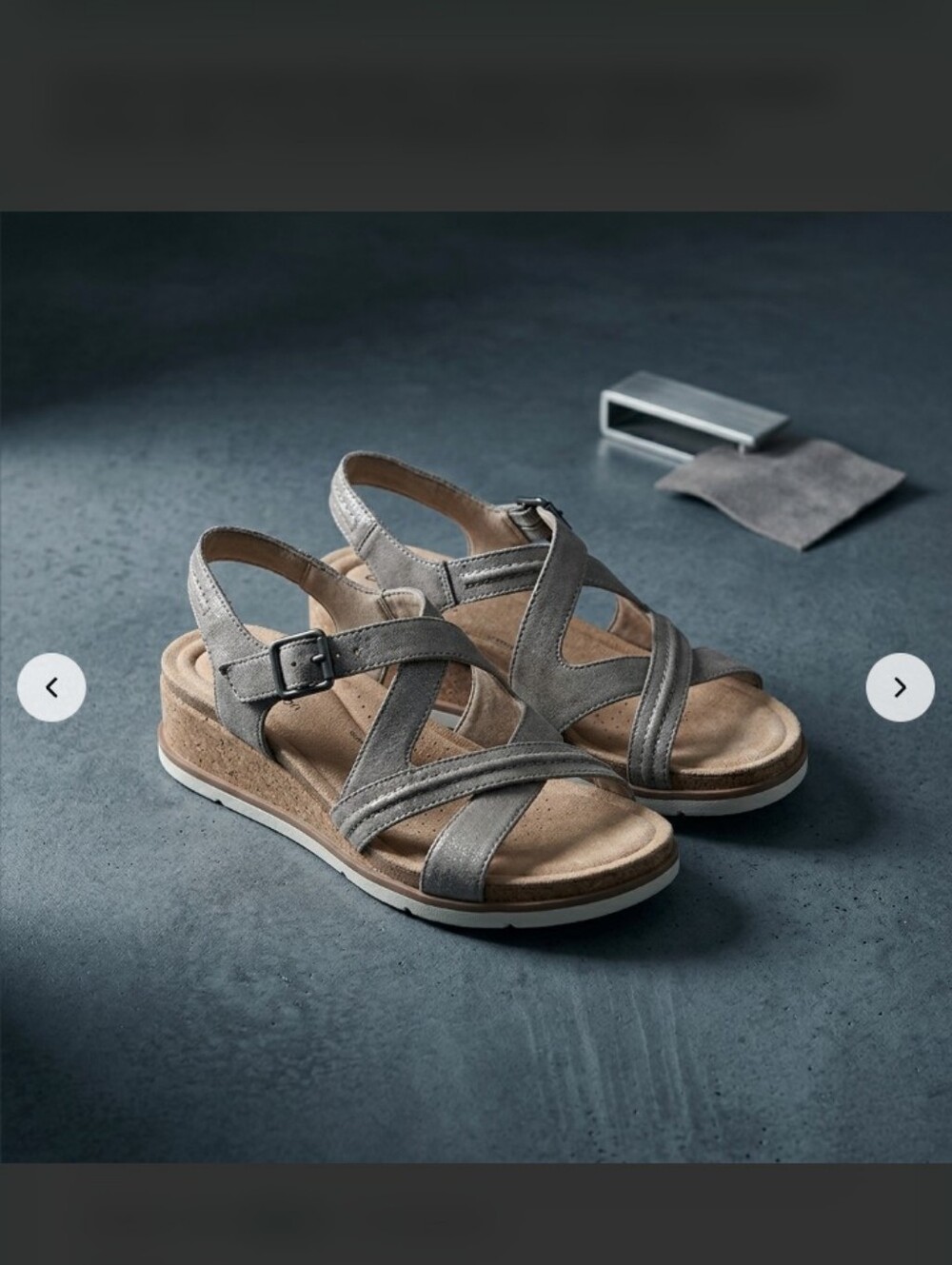 Clarks Taupe Suede Strappy Buckle Sandals